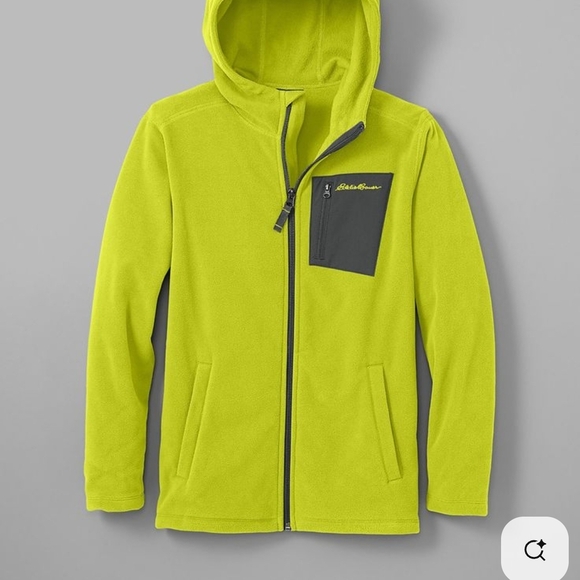 Eddie Bauer Kids Sz 12  Green Fleece Hoodie Jacket Gorpcore Acrivewear Outdoor - Picture 1 of 9